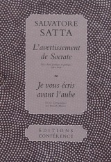  L'avertissement de Socrate : écrits juridiques & poltiques - Salvatore Satta - Christophe Carraud